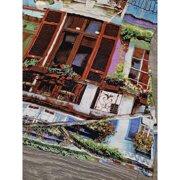 Orientique Naturally Art Deco Tunic Blouse Shirt Top Popover Scenery Womens M - Picture 11 of 12